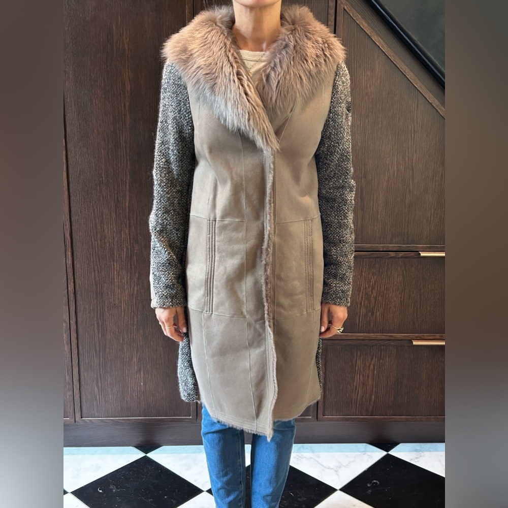 Suede fur and knit jacket
